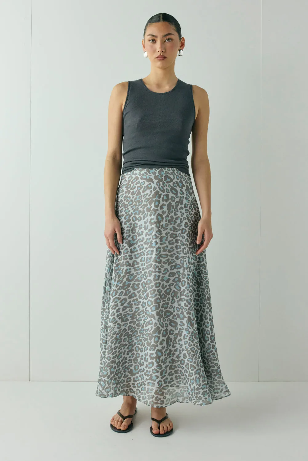 Penny Maxi Skirt Blue Leopard sold by Verge Girl