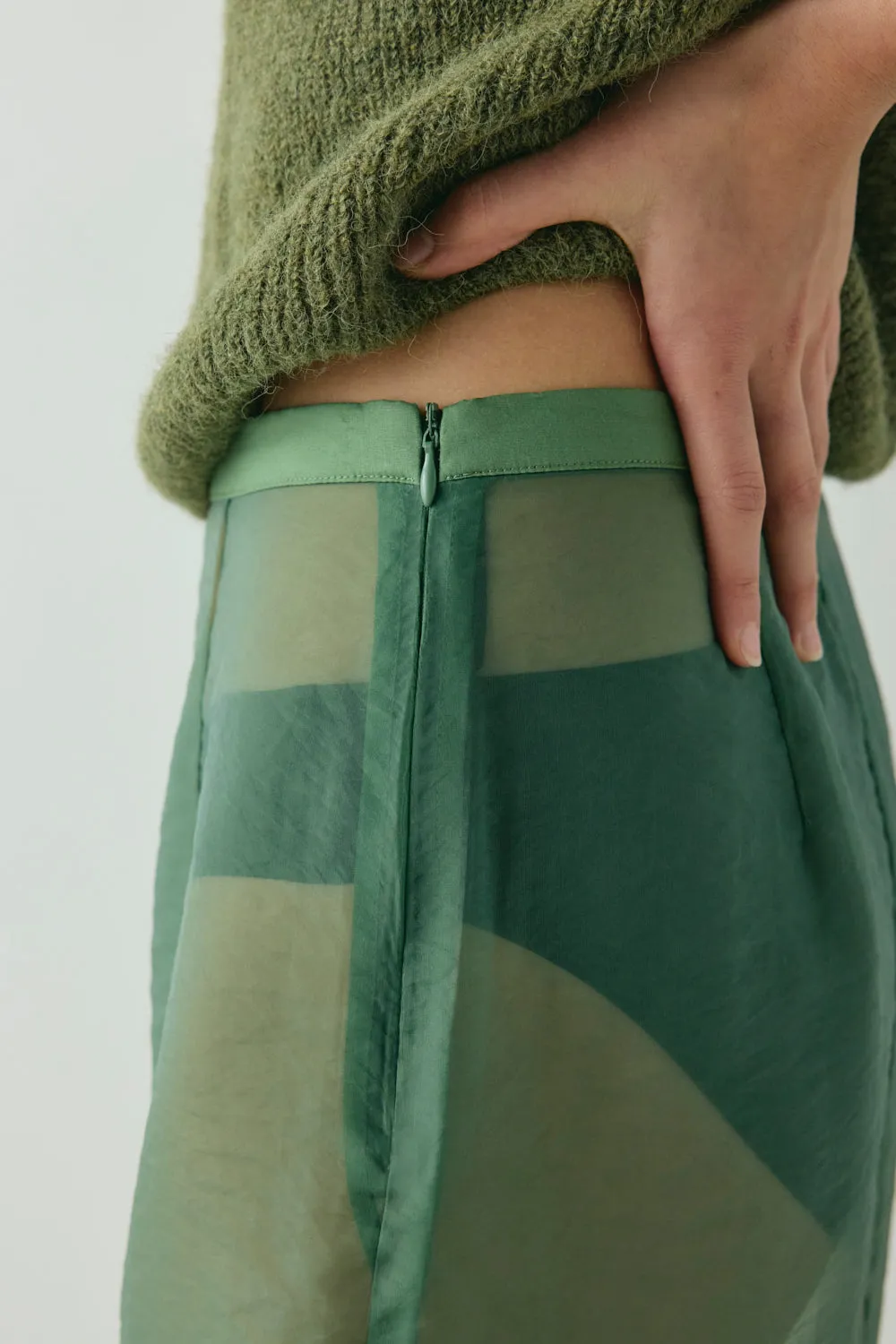 Devyn Sheer Midi Skirt Olive sold by Verge Girl product image thumbnail 4