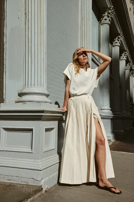 Delphi Maxi Skirt Cream made by Verge Girl