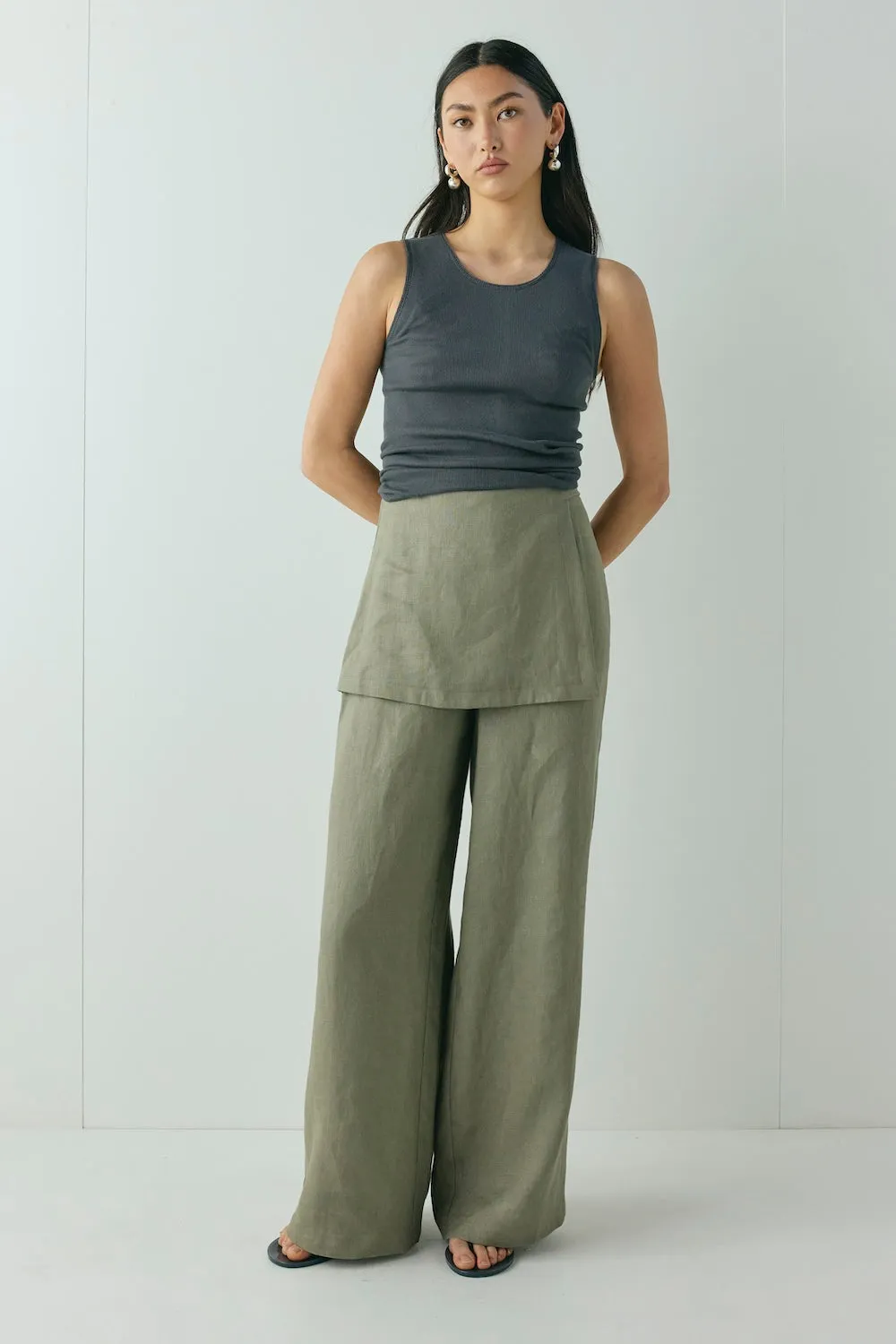 Musa Linen Pants Khaki sold by Verge Girl