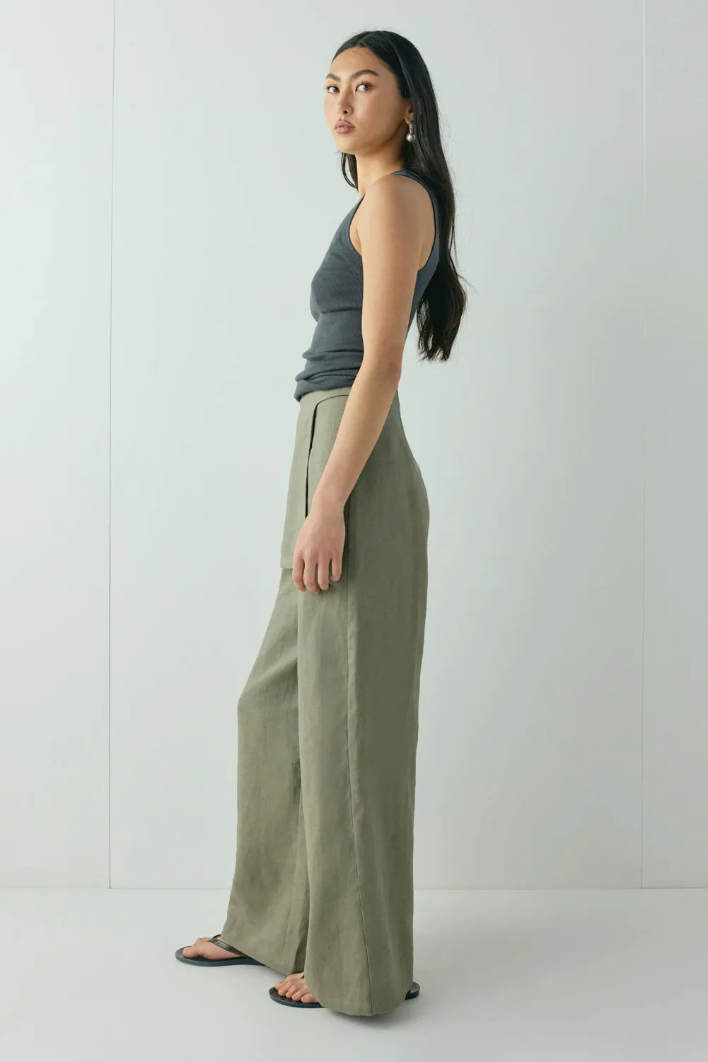 Musa Linen Pants Khaki sold by Verge Girl product image thumbnail 3