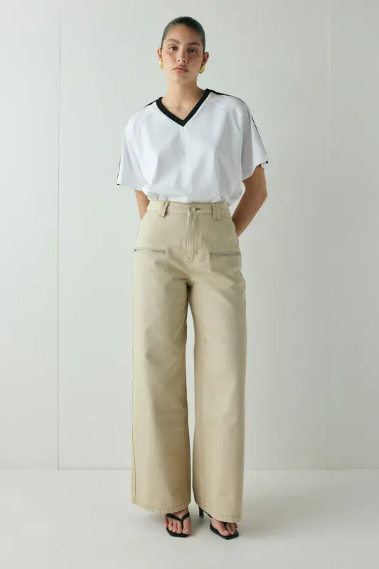 Zelma Denim Jeans Taupe sold by Verge Girl