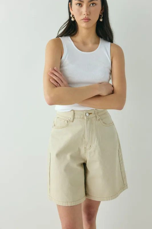 Willa Denim Shorts Taupe sold by Verge Girl