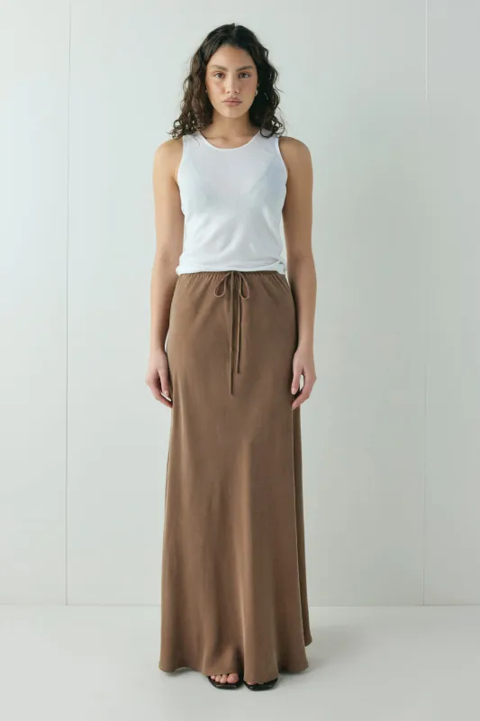 Elodie Maxi Skirt Brown sold by Verge Girl