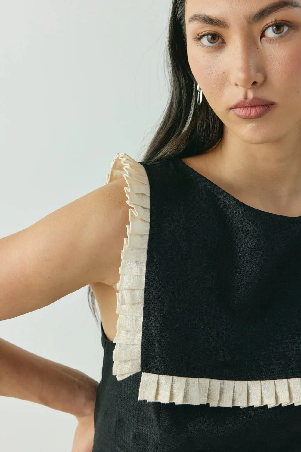 Indra Linen Top Black sold by Verge Girl product image thumbnail 4