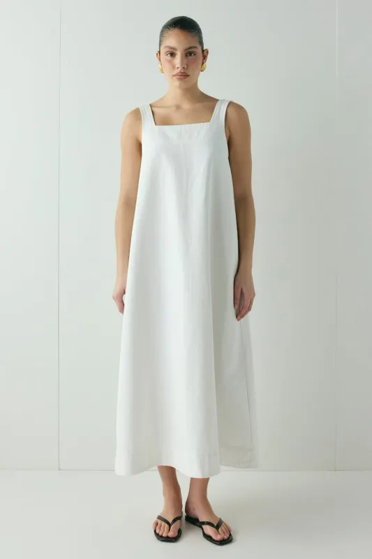 Amity Denim Midi Dress White sold by Verge Girl