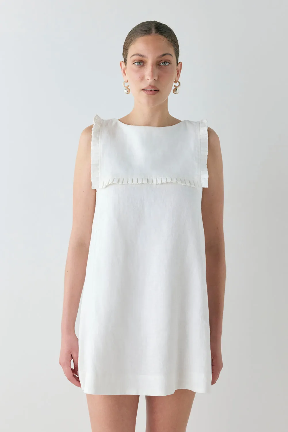 Agnes Linen Mini Dress White sold by Verge Girl product image thumbnail 2