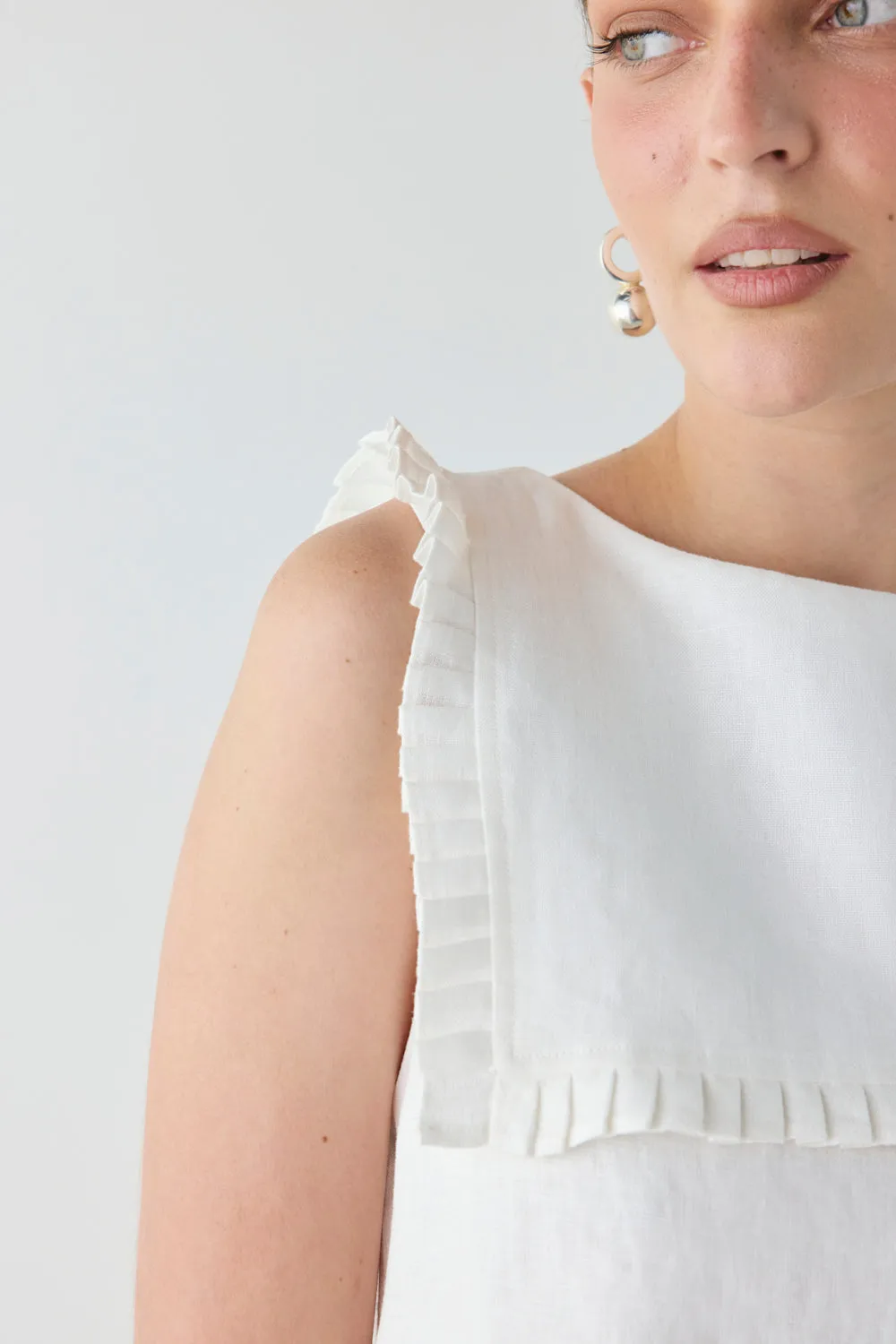 Agnes Linen Mini Dress White sold by Verge Girl product image thumbnail 3