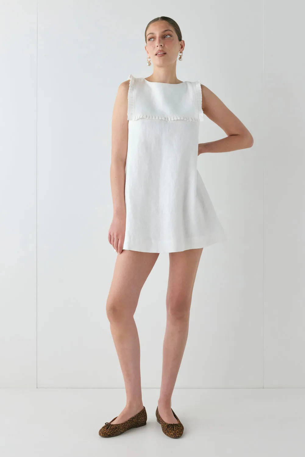 Agnes Linen Mini Dress White sold by Verge Girl product image thumbnail 4