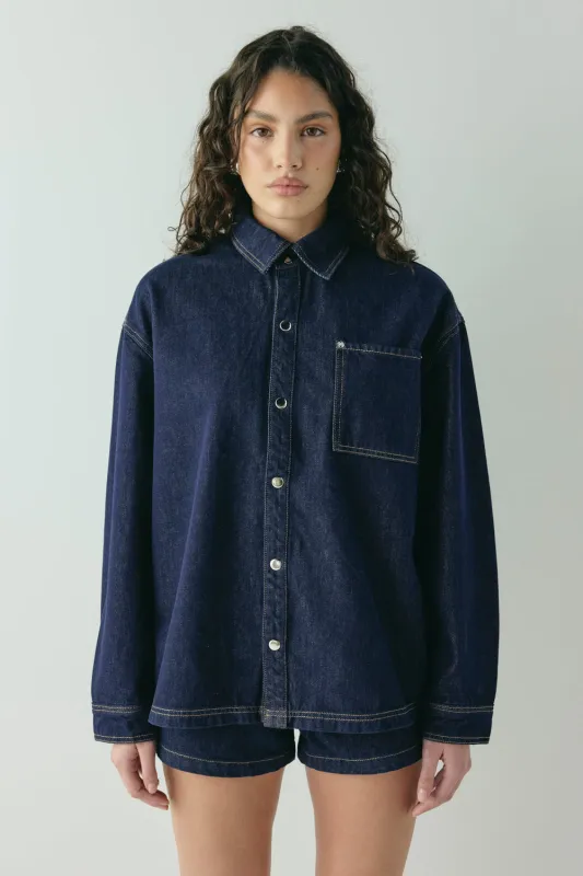 Jac Denim Utility Shirt Indigo sold by Verge Girl