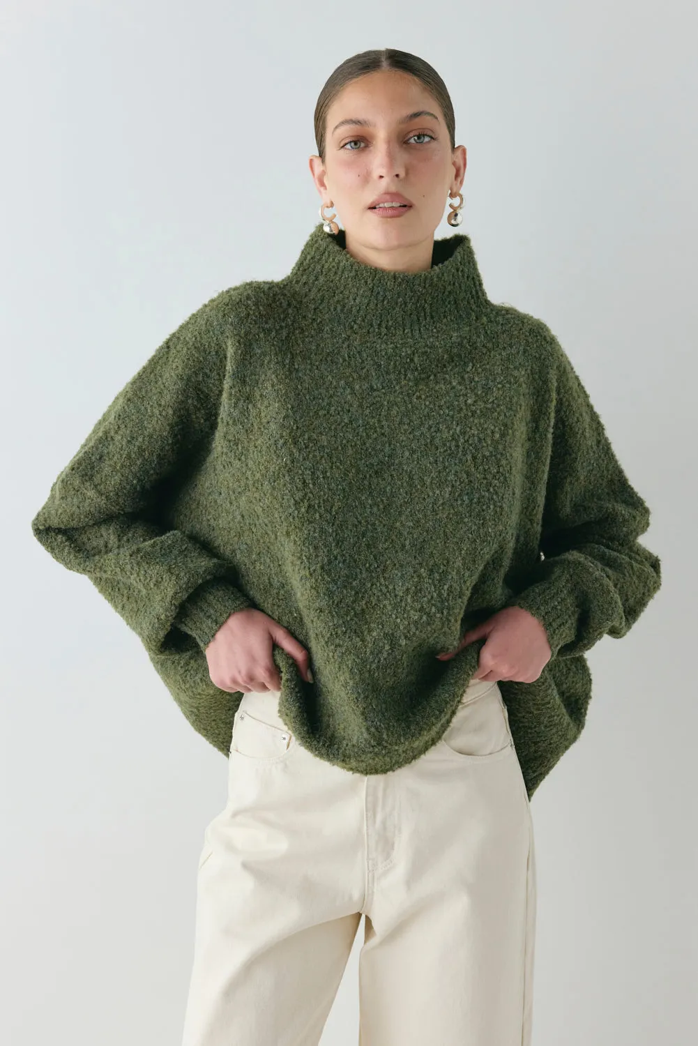 Yumi Knit Jumper Khaki sold by Verge Girl