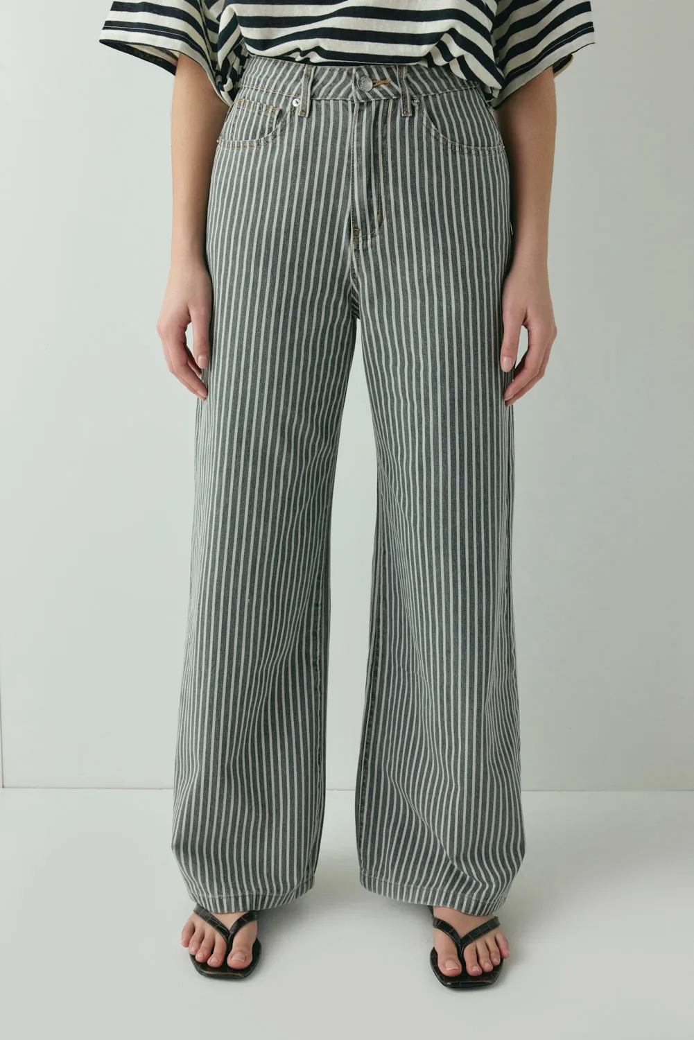 Aston High Rise Denim Jeans Stripe sold by Verge Girl
