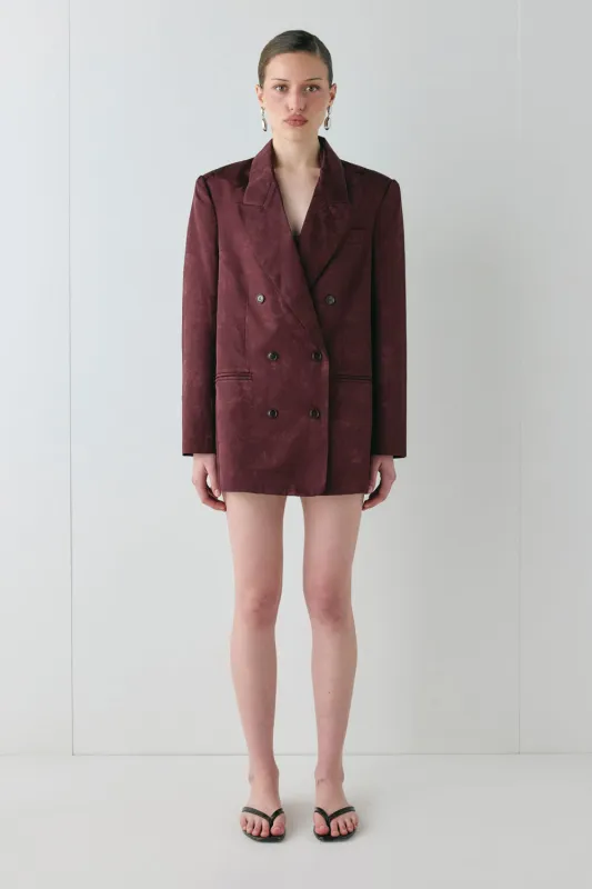Kyra Jacquard Blazer Wine sold by Verge Girl
