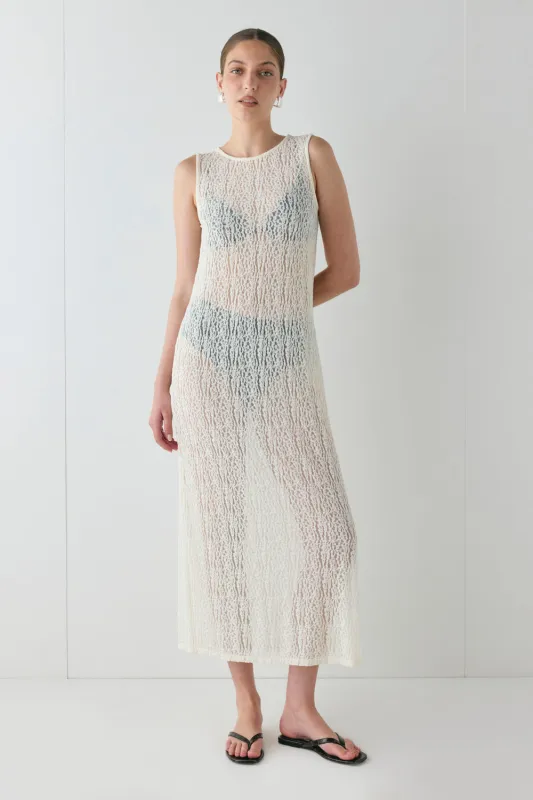 Estelle Lace Midi Dress Cream sold by Verge Girl