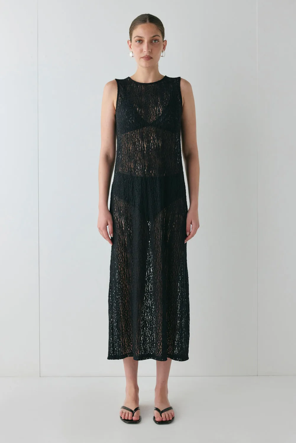 Estelle Lace Midi Dress Black sold by Verge Girl