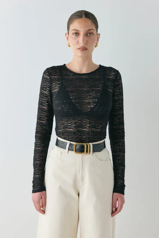 Faye Lace Top Black sold by Verge Girl