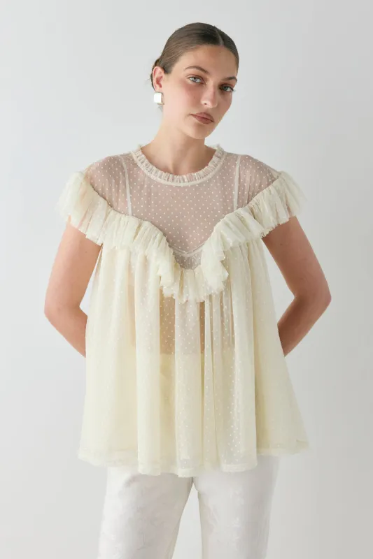 Viola Sheer Tunic Cream sold by Verge Girl