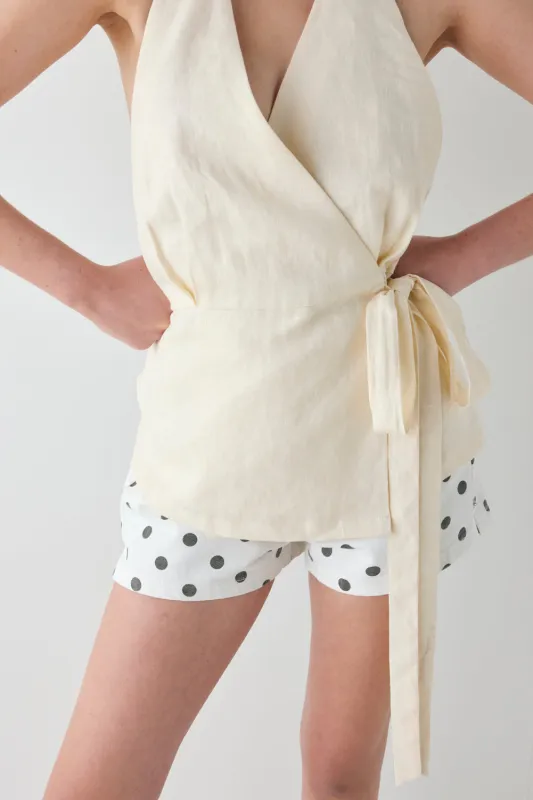 Prue Linen Top Cream sold by Verge Girl