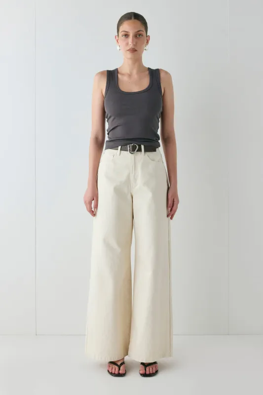 Aston High Rise Denim Jeans Cream sold by Verge Girl