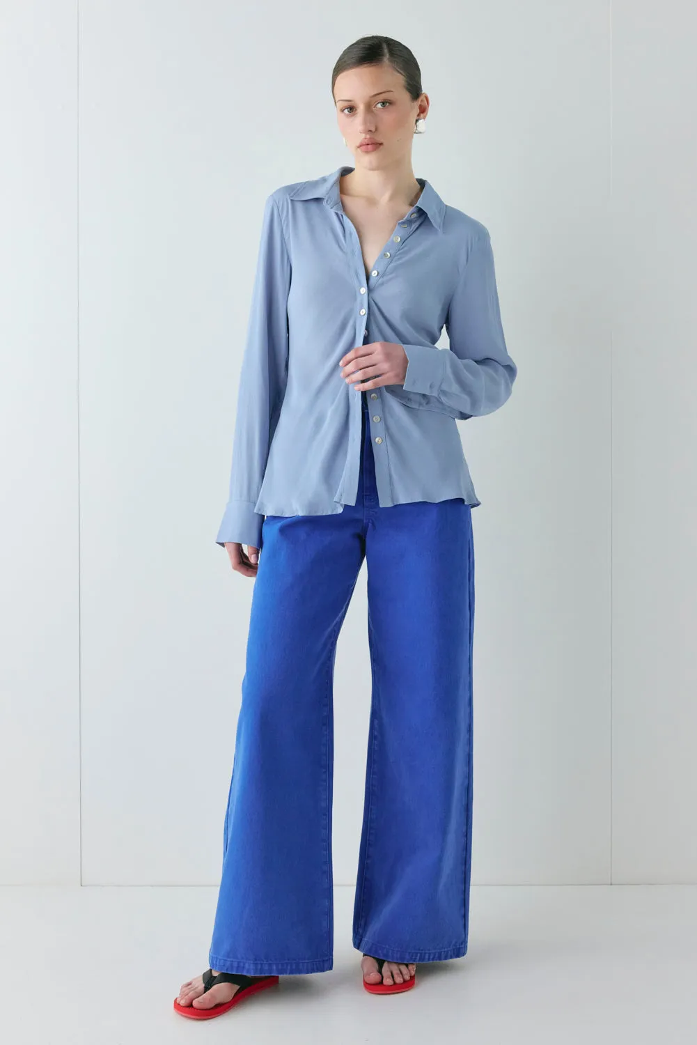 Mila Bias Shirt Sky sold by Verge Girl