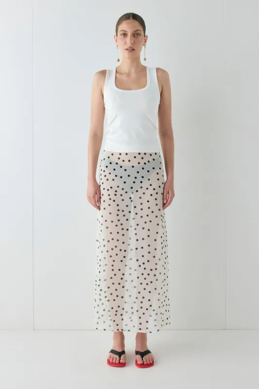 Vilma Sheer Maxi Skirt Polka Dot made by Verge Girl