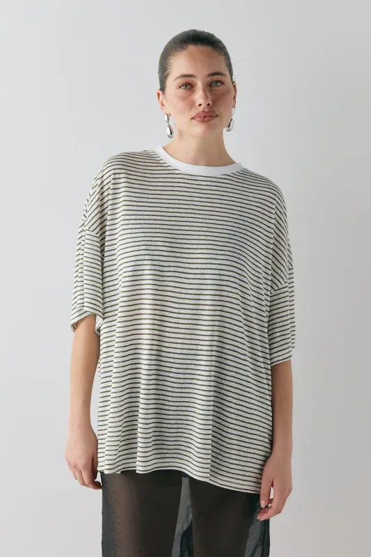 Willow Tee Khaki Stripe sold by Verge Girl