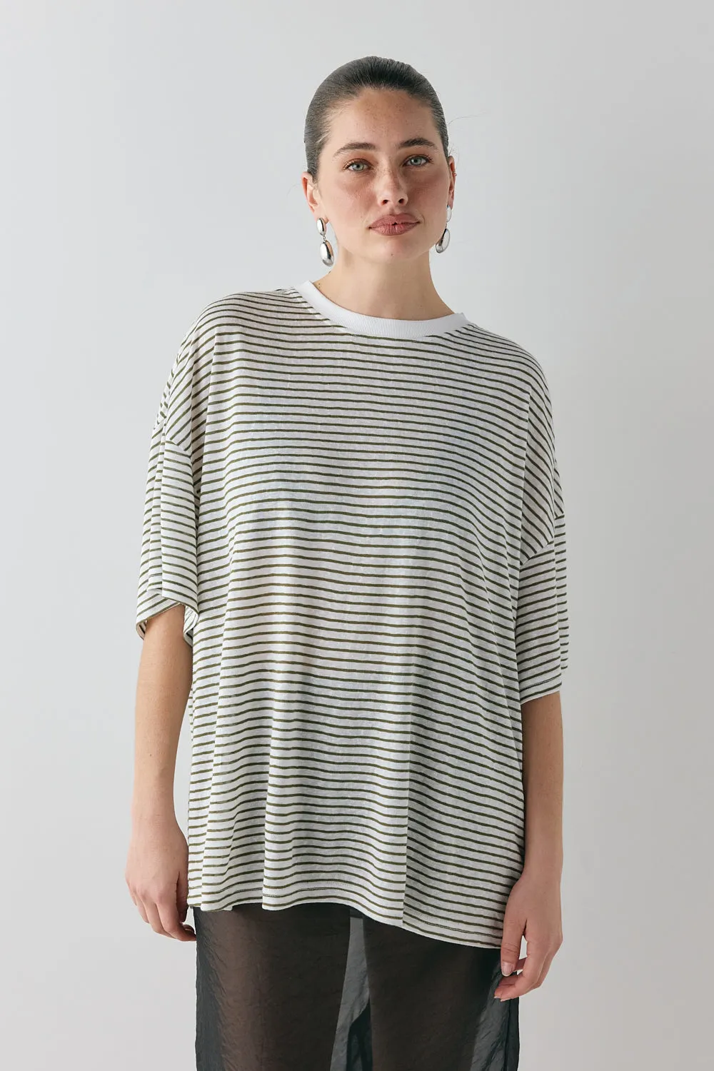 Willow Tee Khaki Stripe sold by Verge Girl