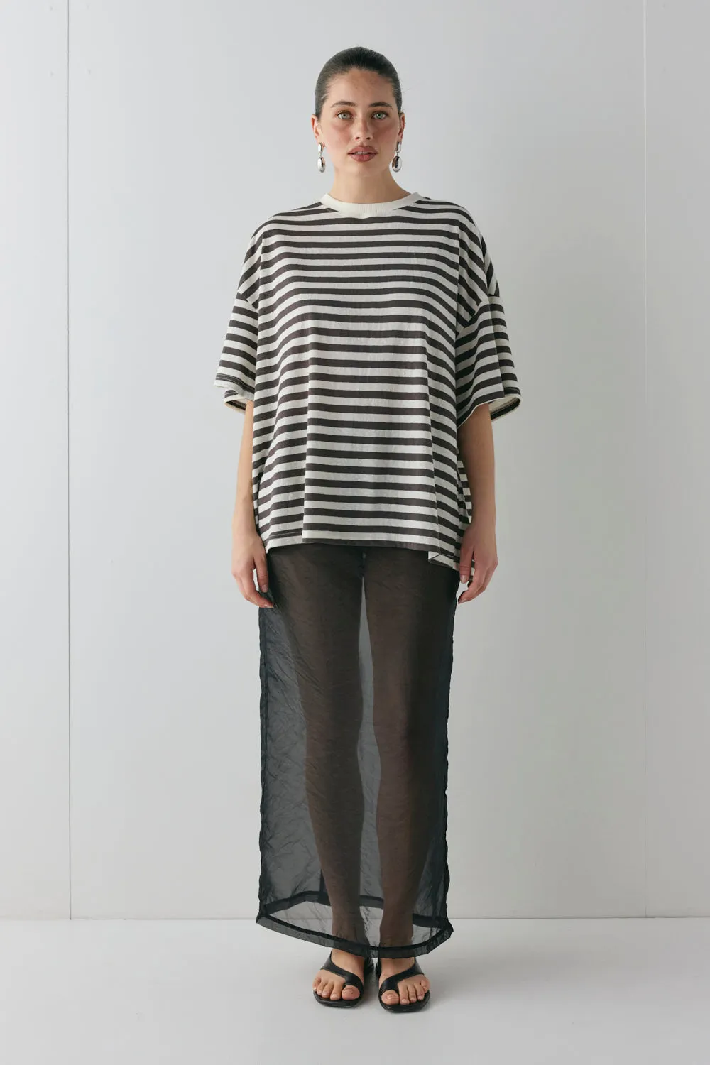 Willow Tee Charcoal Stripe sold by Verge Girl