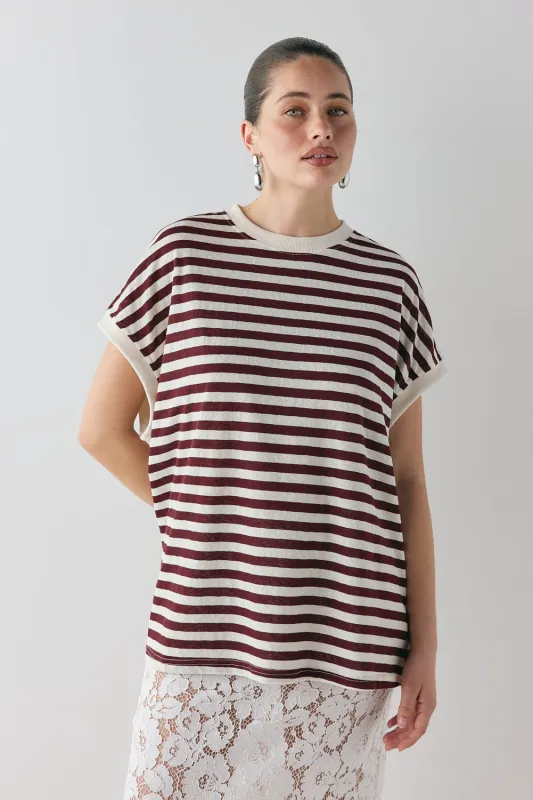 Lori Tank Wine Stripe sold by Verge Girl