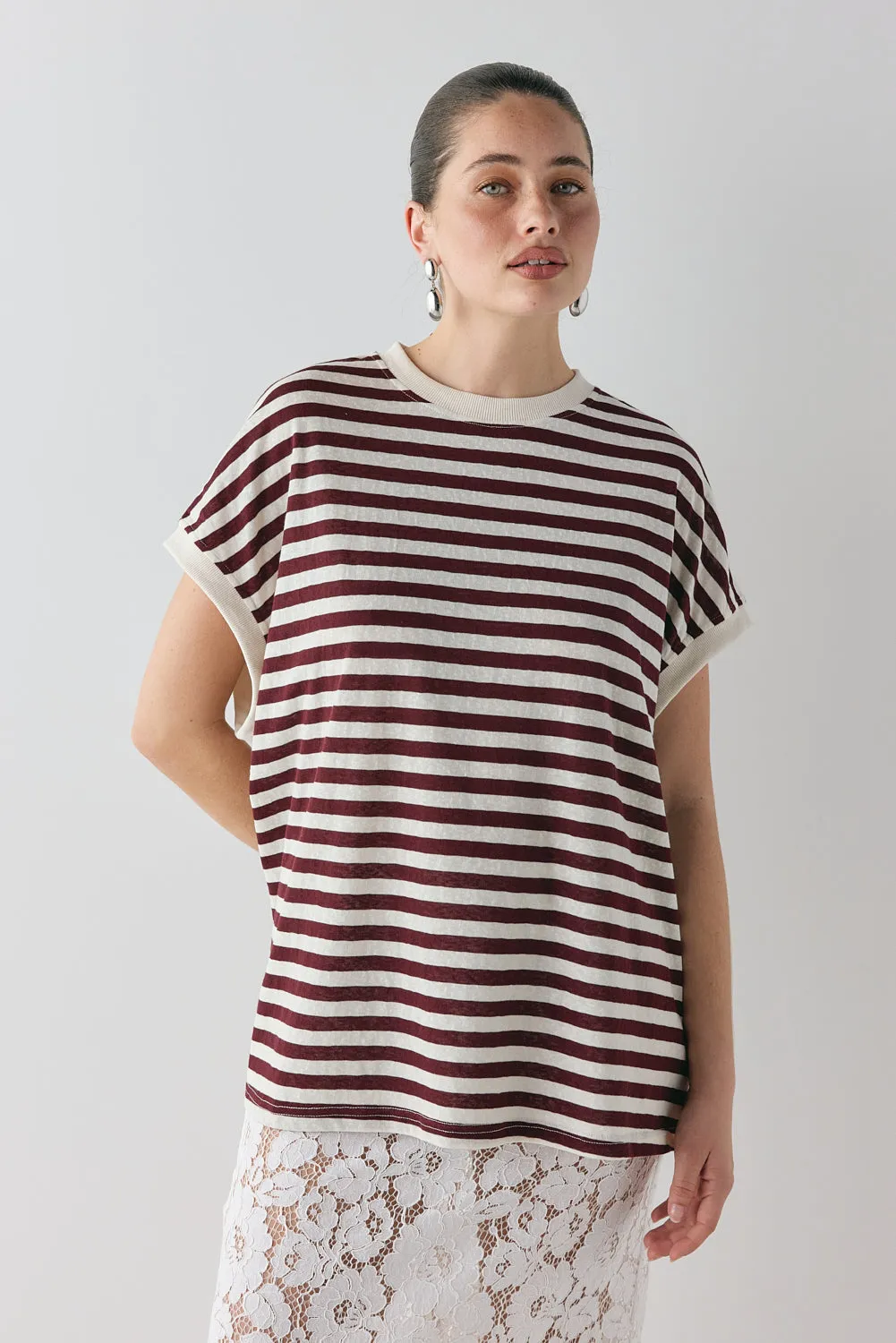 Lori Tank Wine Stripe sold by Verge Girl