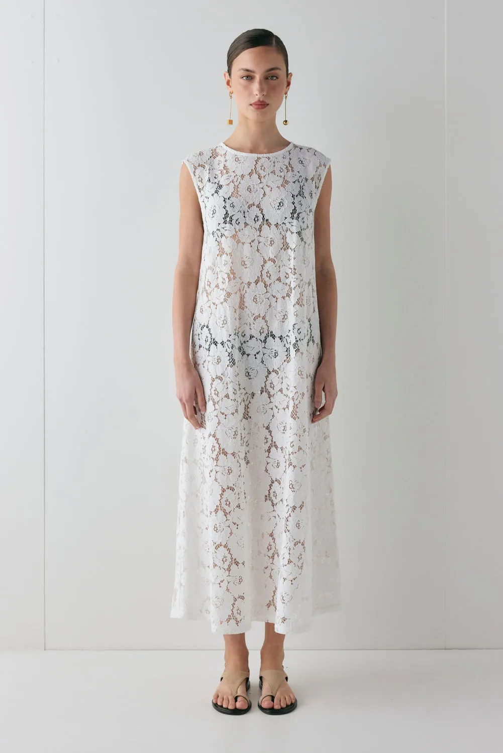 Maya Lace Midi Dress White sold by Verge Girl