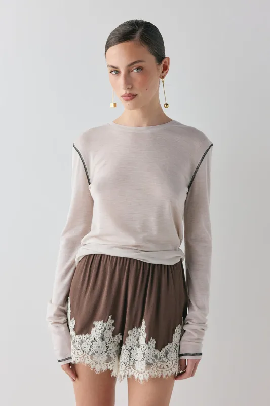 Monikh Lace Shorts Chocolate sold by Verge Girl