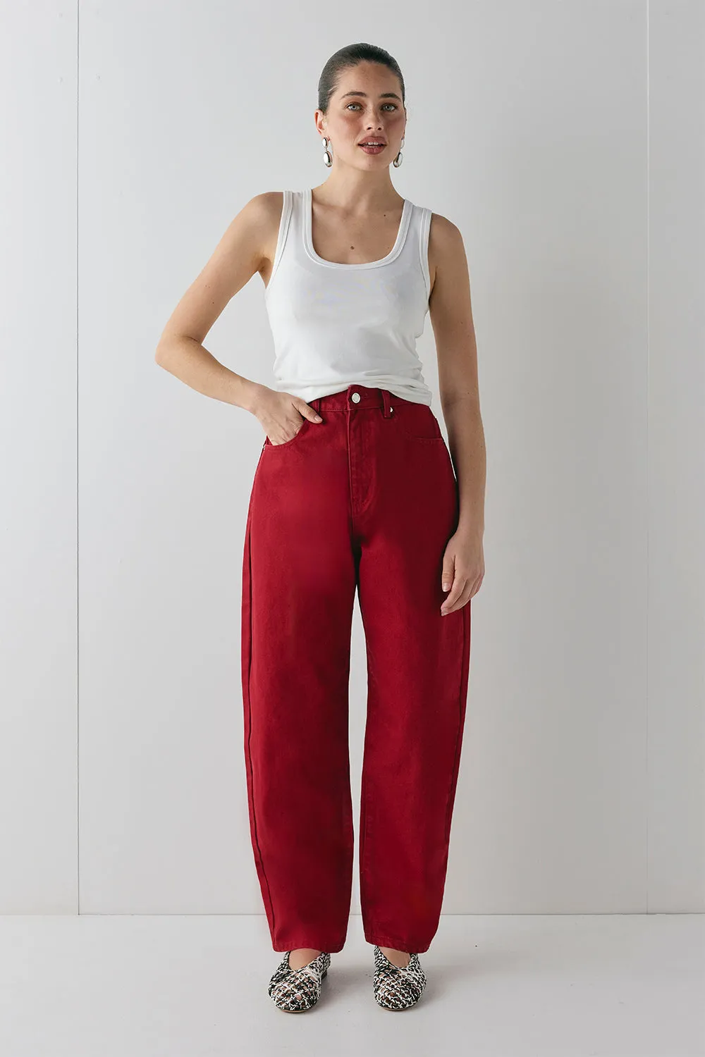 Lex Barrel Jeans Red sold by Verge Girl