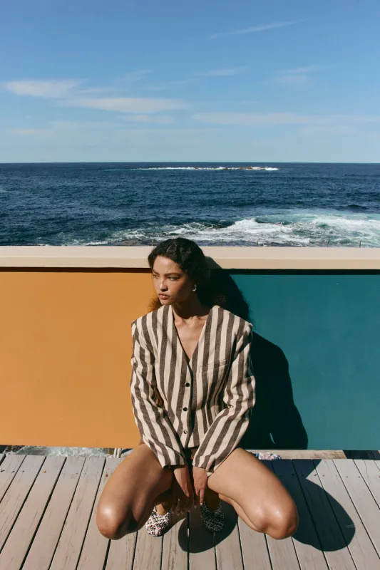 Nerida Blazer Charcoal Stripe sold by Verge Girl