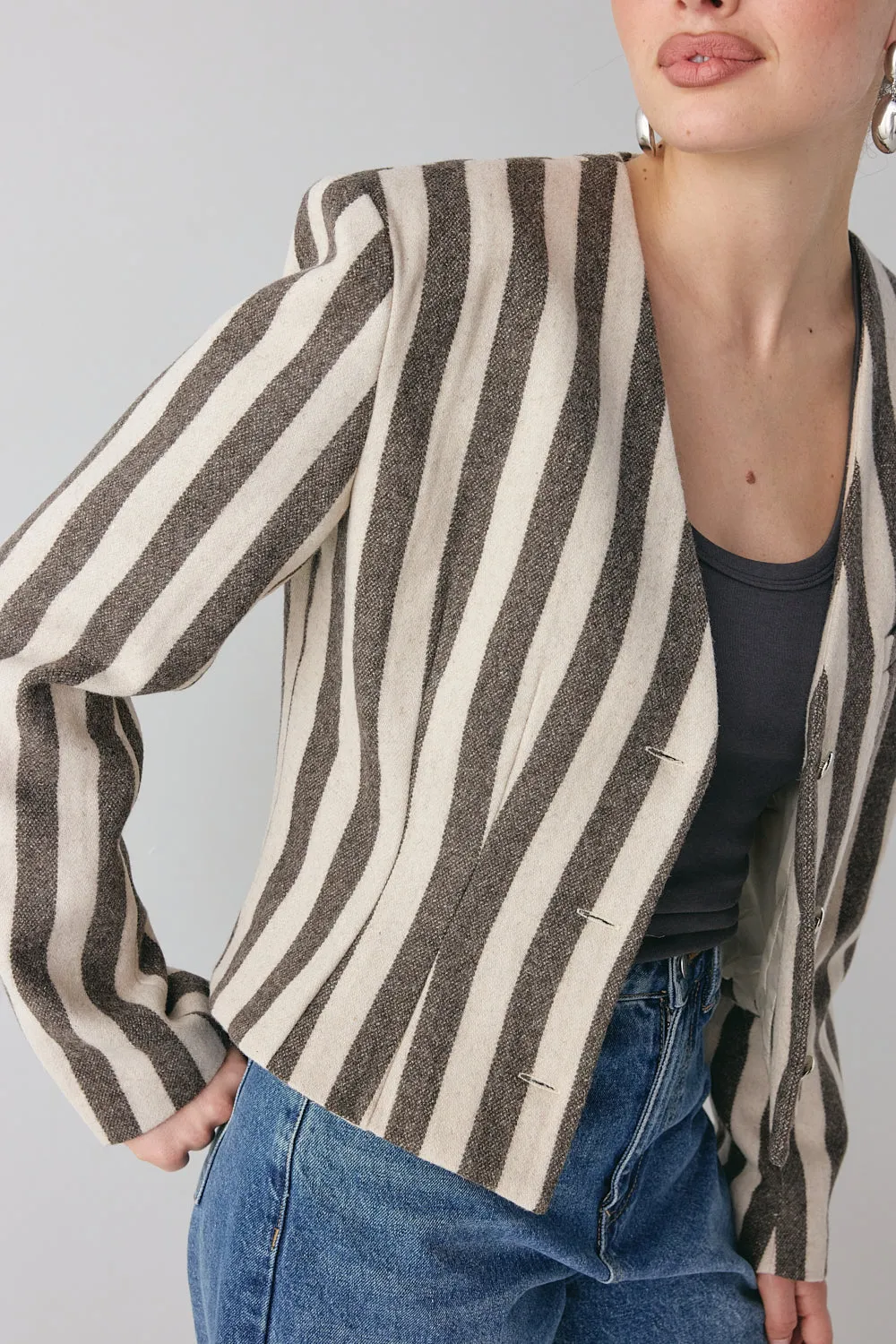 Nerida Blazer Charcoal Stripe sold by Verge Girl product image thumbnail 3