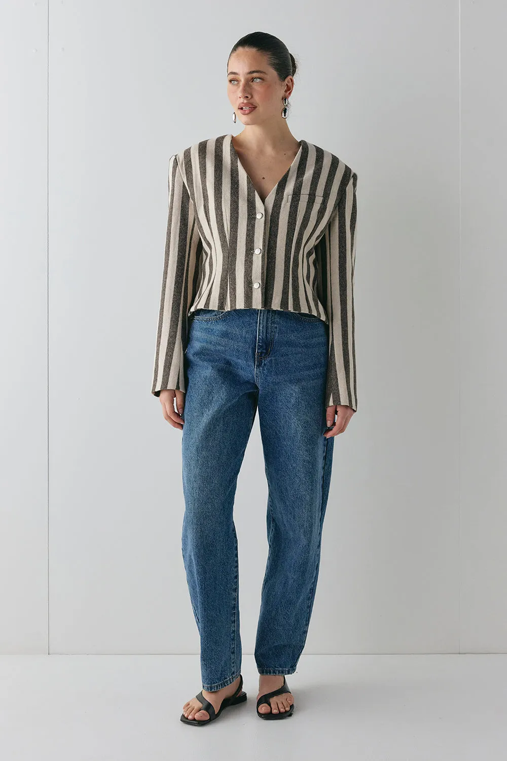 Nerida Blazer Charcoal Stripe sold by Verge Girl product image thumbnail 2