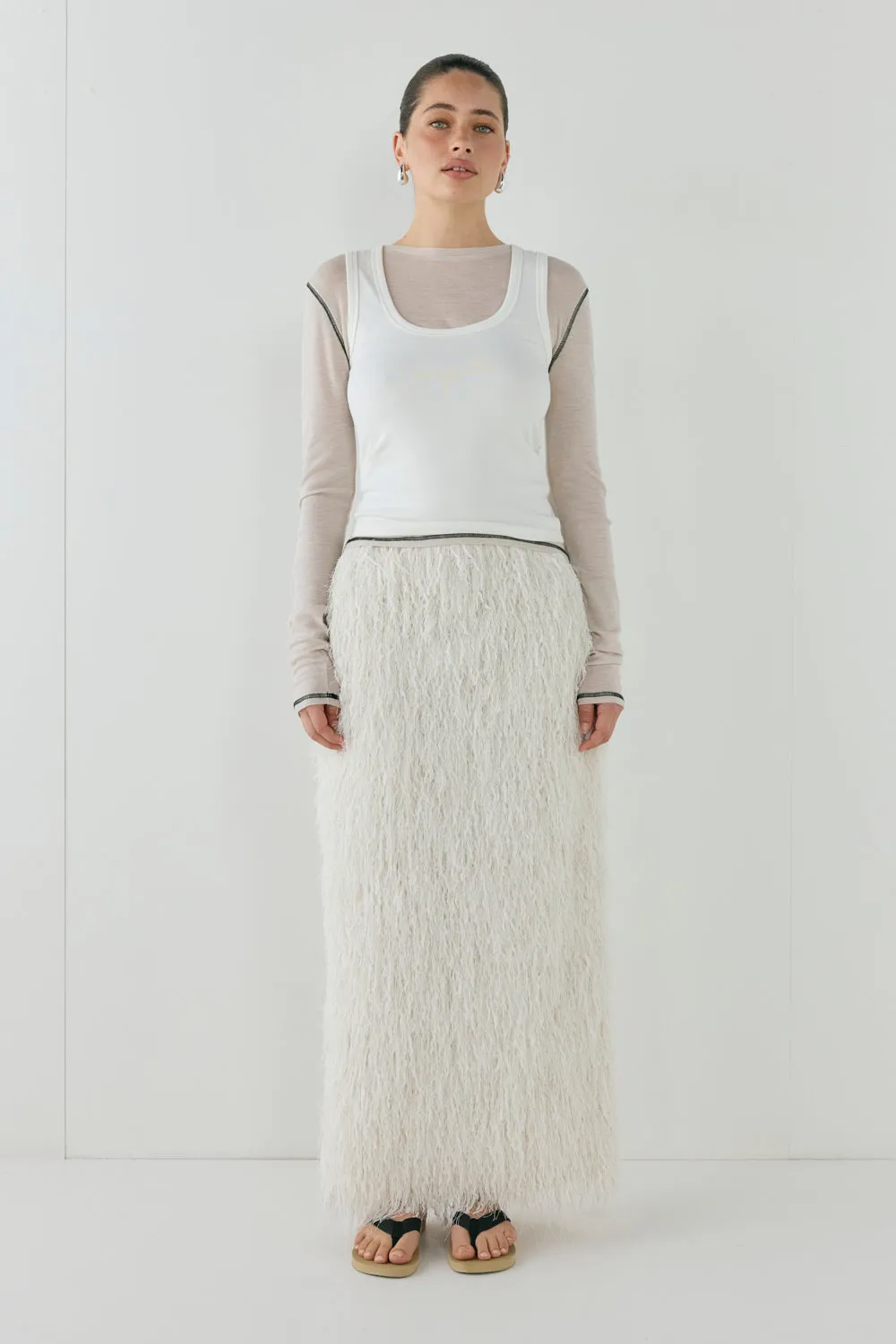 Devyn Fringe Midi Skirt White sold by Verge Girl product image thumbnail 2