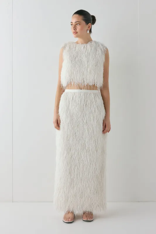 Vivia Fringe Top White sold by Verge Girl