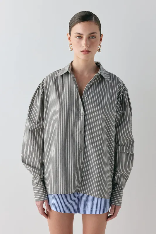 Tully Shirt Charcoal Stripe sold by Verge Girl