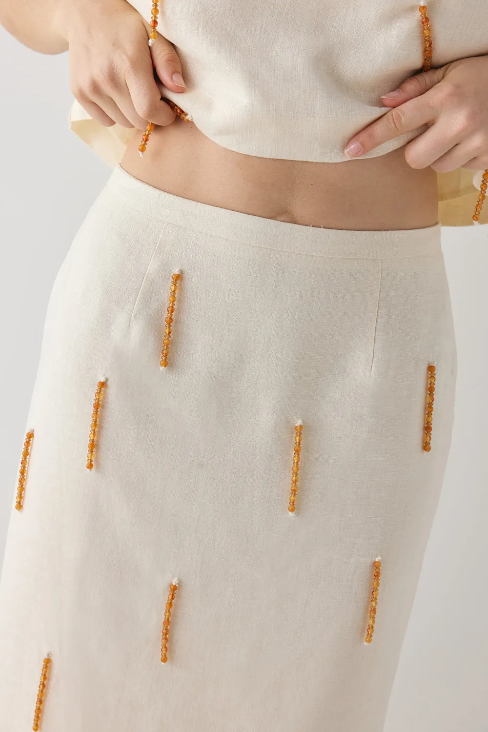 Devyn Linen Midi Skirt Cream sold by Verge Girl product image thumbnail 4