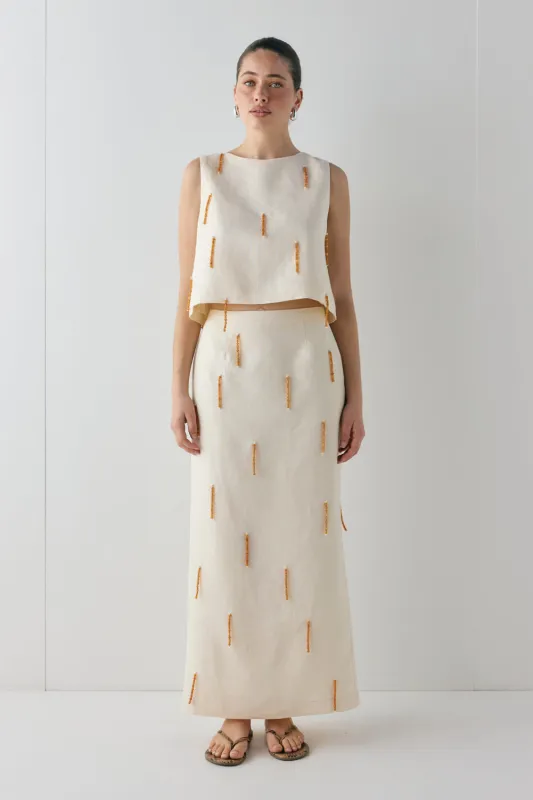 Siena Linen Top Cream sold by Verge Girl