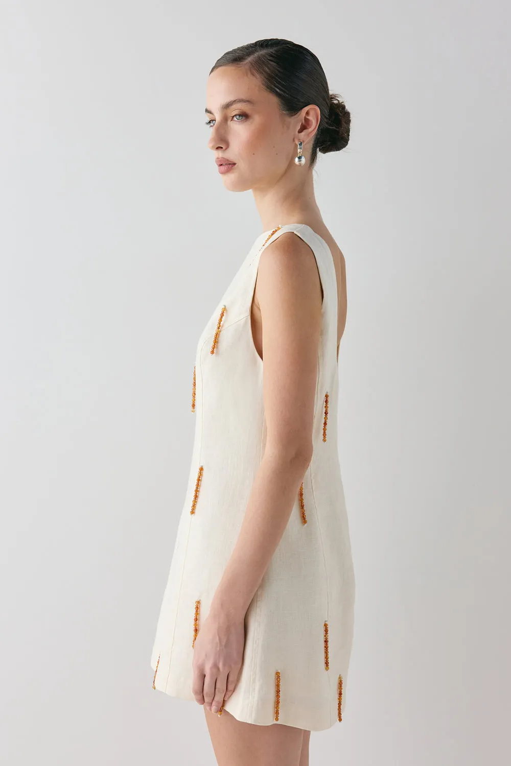 Anisa Linen Mini Dress Cream sold by Verge Girl product image thumbnail 5