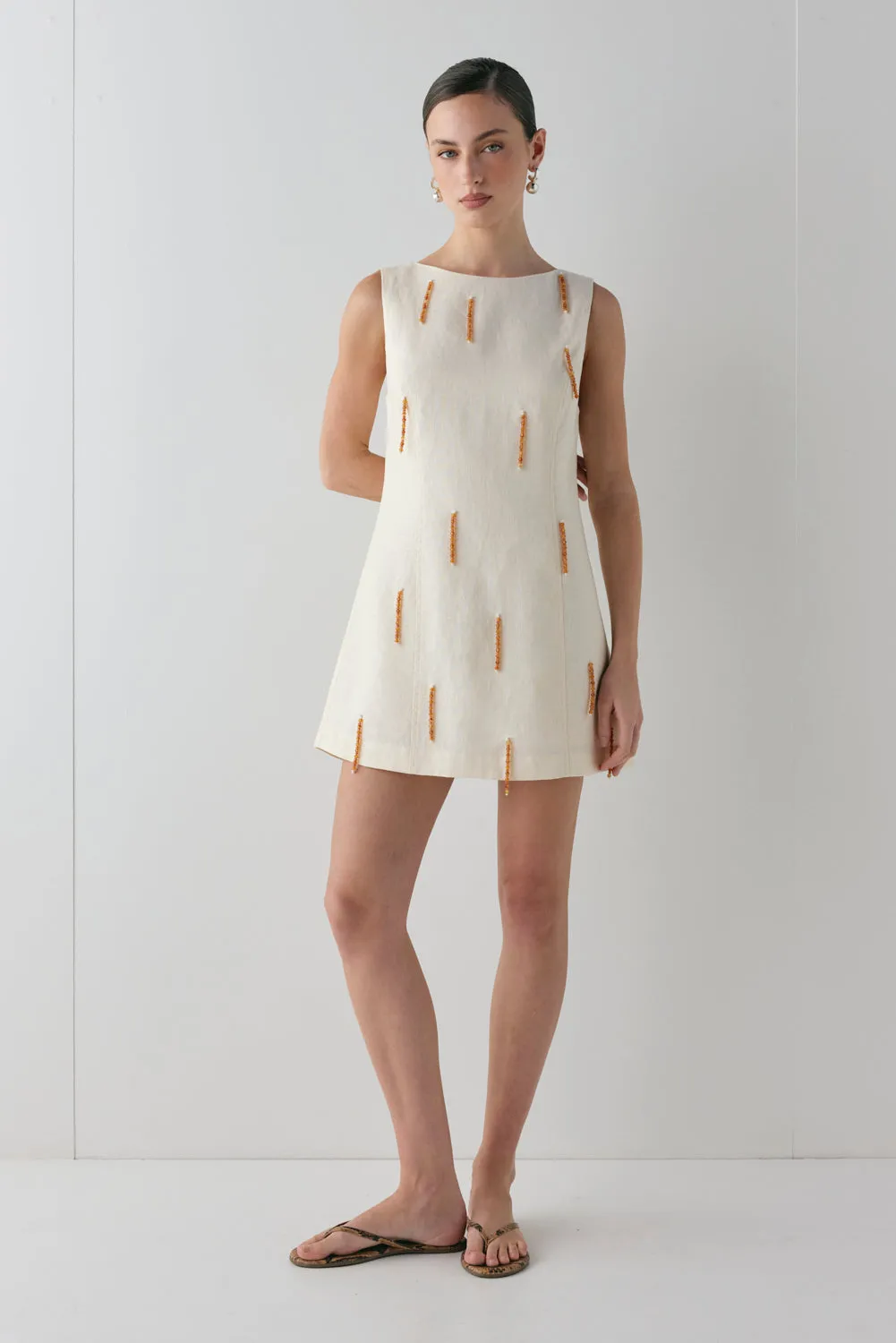 Anisa Linen Mini Dress Cream sold by Verge Girl product image thumbnail 3