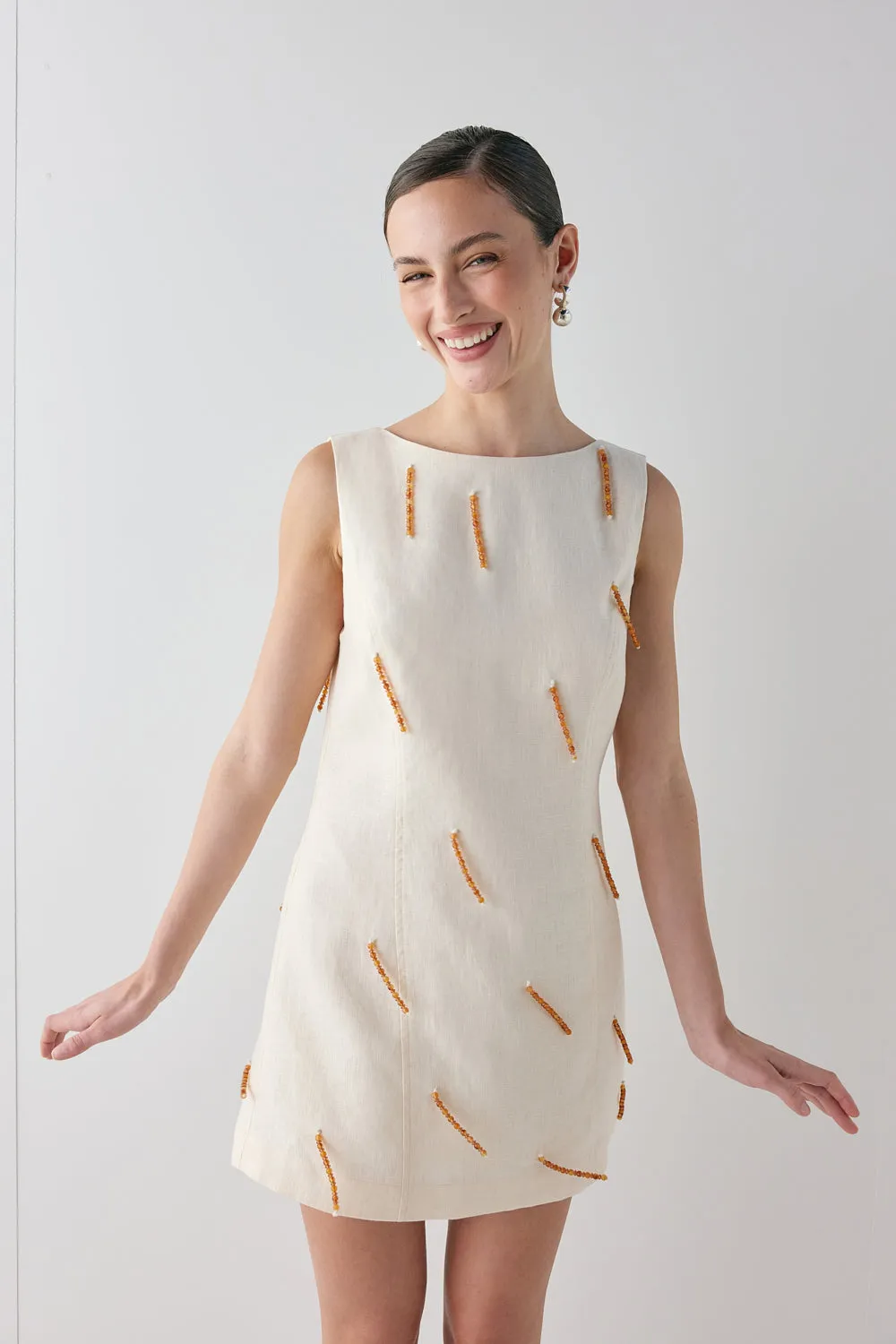 Anisa Linen Mini Dress Cream sold by Verge Girl product image thumbnail 4