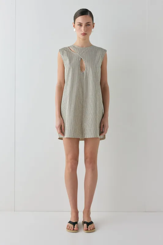 Yuri Mini Dress Black Stripe sold by Verge Girl