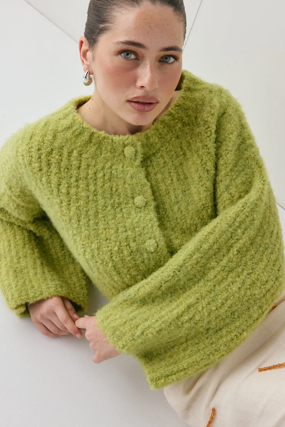 Lacy Knit Cardigan Lime sold by Verge Girl product image thumbnail 2