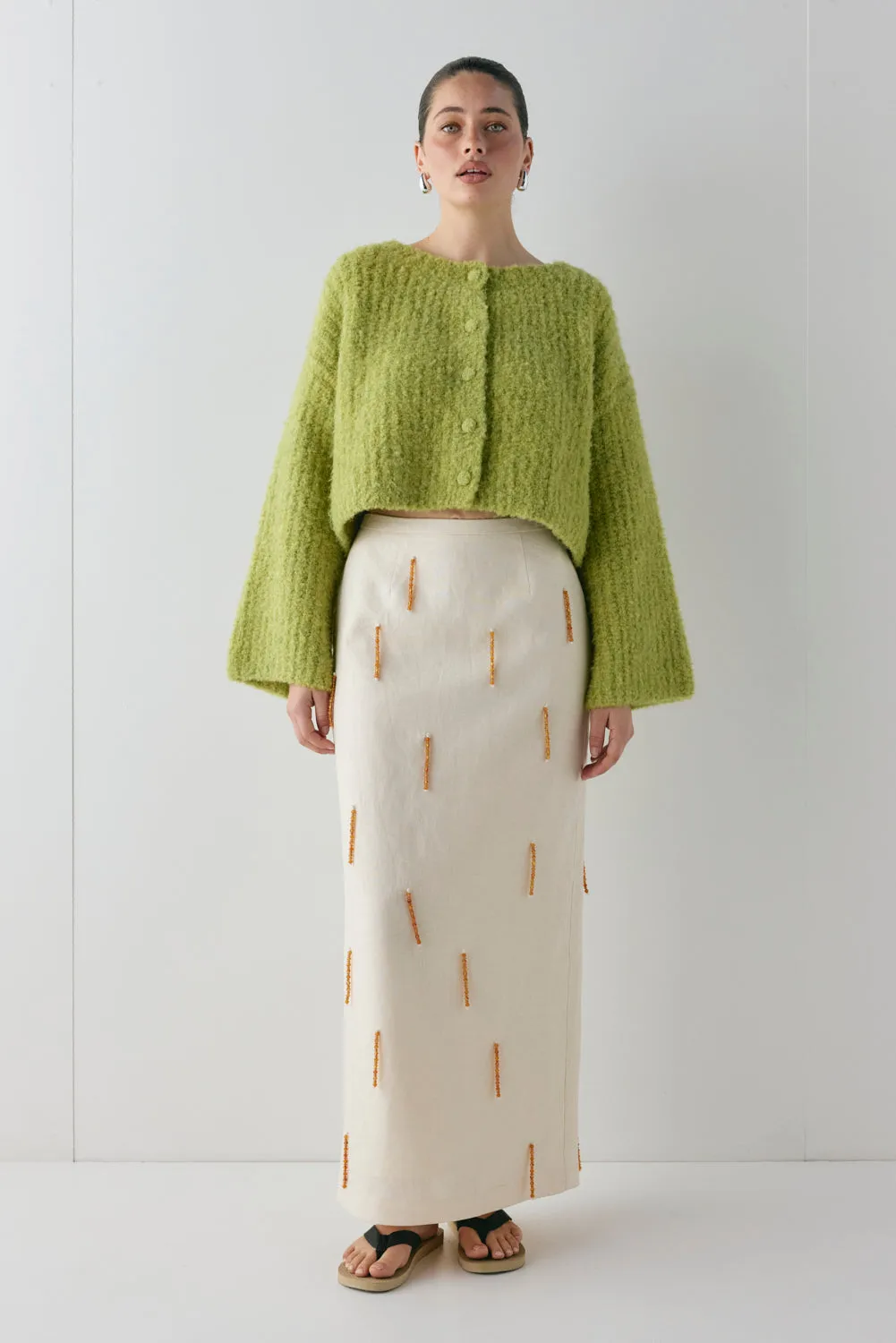 Lacy Knit Cardigan Lime sold by Verge Girl