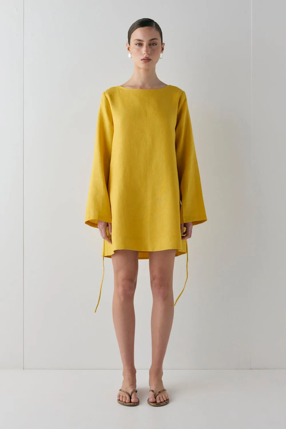 Sabine Linen Mini Dress Mustard sold by Verge Girl product image thumbnail 4