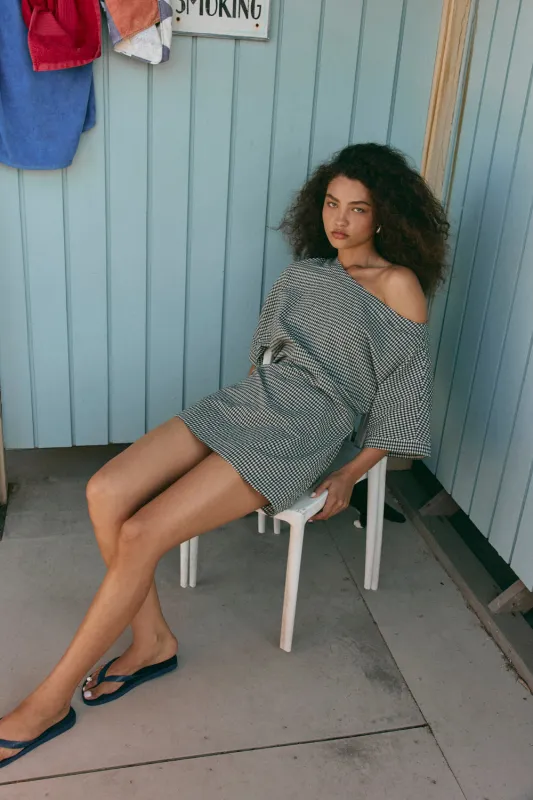 Mara Mini Dress Black Check made by Verge Girl