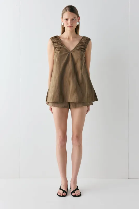 Fira Tunic Top Brown Stripe sold by Verge Girl